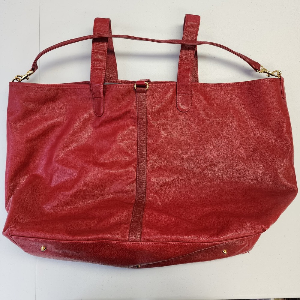 Anthropologie Nest Red Tote Boho Leather made in CANADA